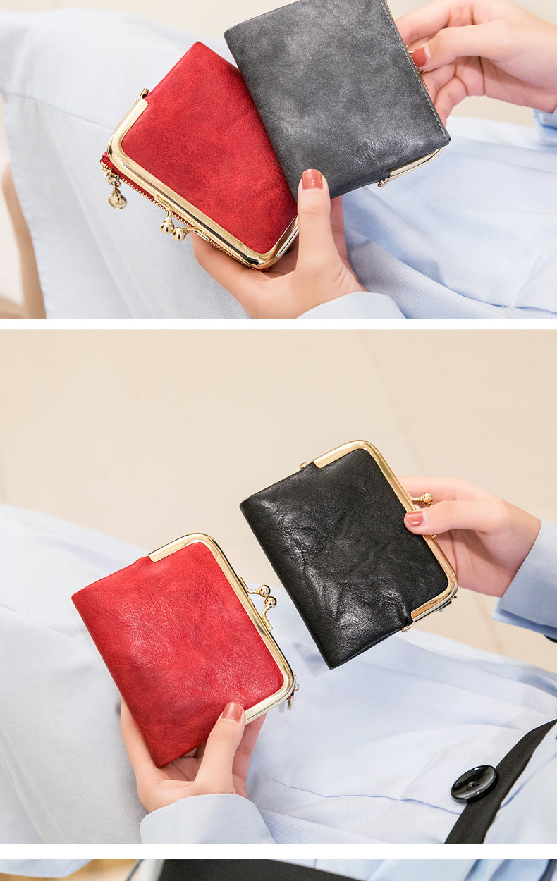 Phase Printed Leather Short Wallet for Women 2024 New Clip Coin Purse Retro Multi-Functional Foldableing Wallet Card Bag for Women