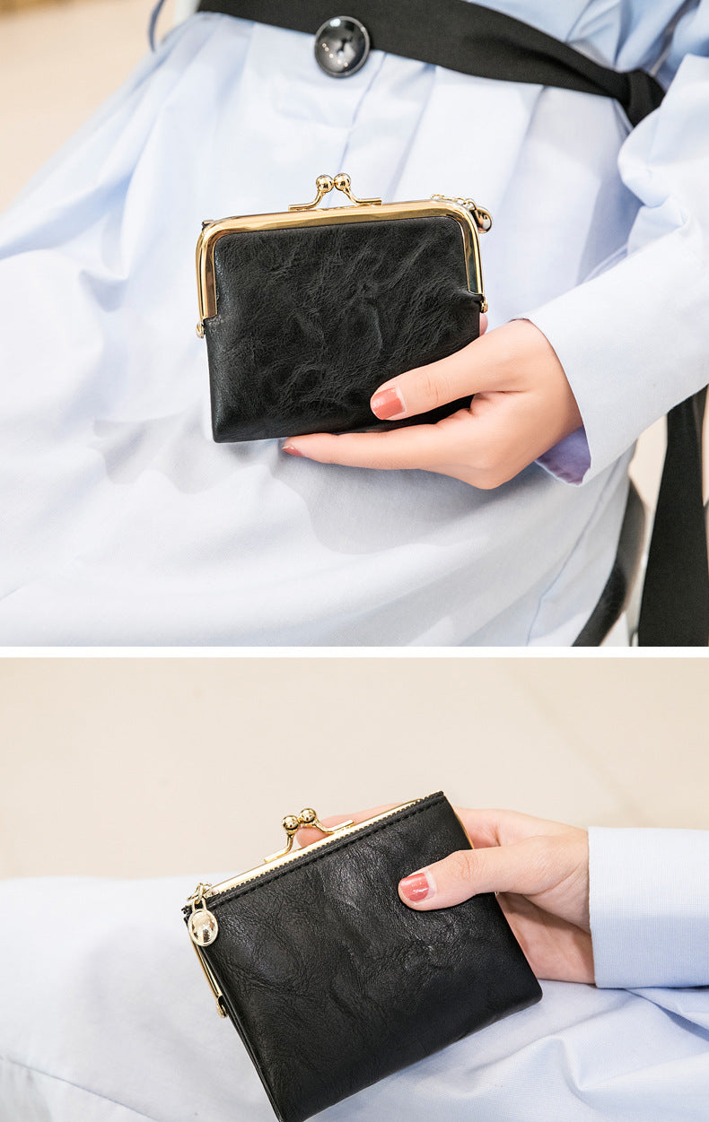 Phase Printed Leather Short Wallet for Women 2024 New Clip Coin Purse Retro Multi-Functional Foldableing Wallet Card Bag for Women