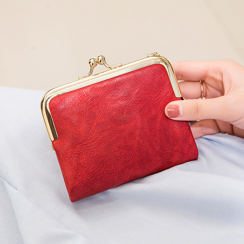 Phase Printed Leather Short Wallet for Women 2024 New Clip Coin Purse Retro Multi-Functional Foldableing Wallet Card Bag for Women