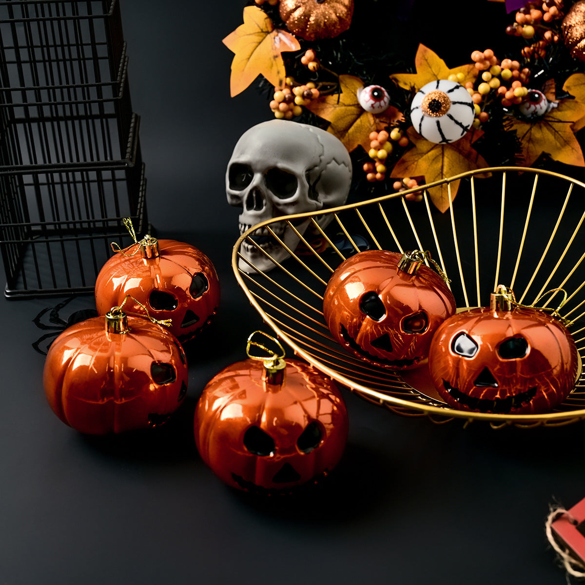 New Halloween Christmas Tree Decoration 8CM Ghost Face Pumpkin Colorful Plastic Ball Festival Party Decoration