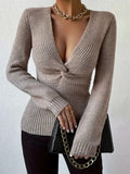 Sweater Women's Knitwear Slim Fit Solid Color Top Long Sleeve Crewneck Pullover