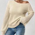 Off-shoulder Knit Sweater for Women, Autumn/Winter New Loose Solid Color Long Sleeve Pullover Slim Fit Top