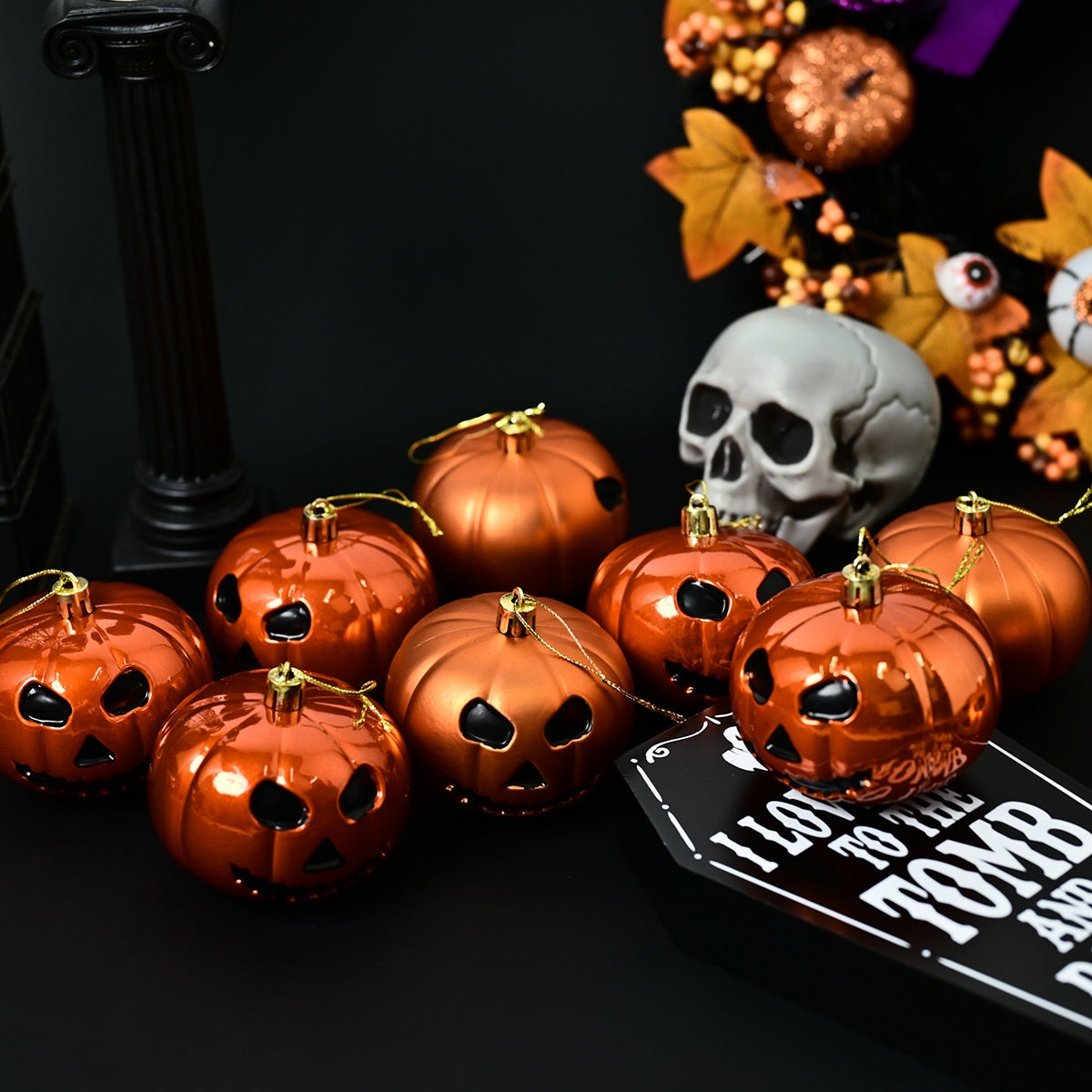 New Halloween Christmas Tree Decoration 8CM Ghost Face Pumpkin Colorful Plastic Ball Festival Party Decoration