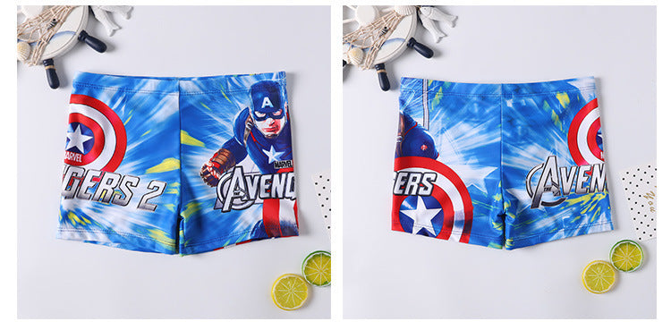 Children's Swim Trunks Boys Swimsuit Small, Medium and Large Children's Cartoon Printed Baby's Flat-Corner Swim Trunks Quick-drying Cross-border New