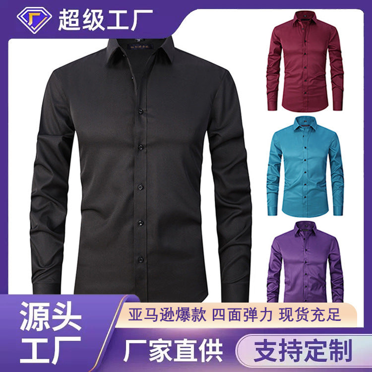 Men's Slim Fit Stretch Long-Sleeve Shirt – Plus Size Available