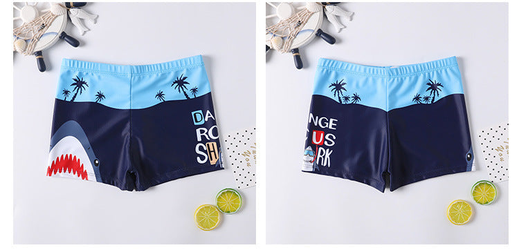 Children's Swim Trunks Boys Swimsuit Small, Medium and Large Children's Cartoon Printed Baby's Flat-Corner Swim Trunks Quick-drying Cross-border New