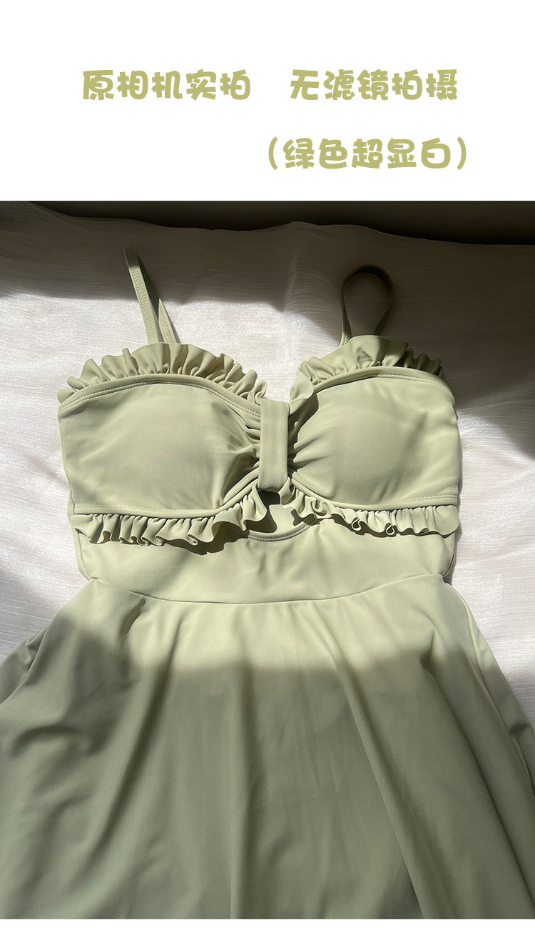 Swimsuit Women's 2025 New Summer Body-Slimming Conservative Skirt avocado green High-end Sexy Hot Spring Swimsuit