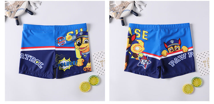 Children's Swim Trunks Boys Swimsuit Small, Medium and Large Children's Cartoon Printed Baby's Flat-Corner Swim Trunks Quick-drying Cross-border New