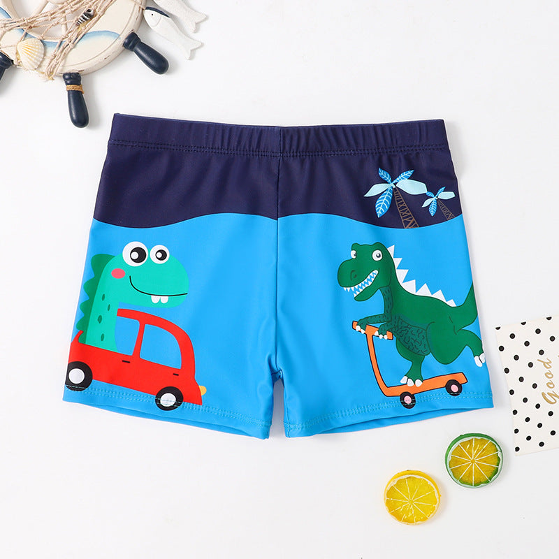 Children's Swim Trunks Boys Swimsuit Small, Medium and Large Children's Cartoon Printed Baby's Flat-Corner Swim Trunks Quick-drying Cross-border New