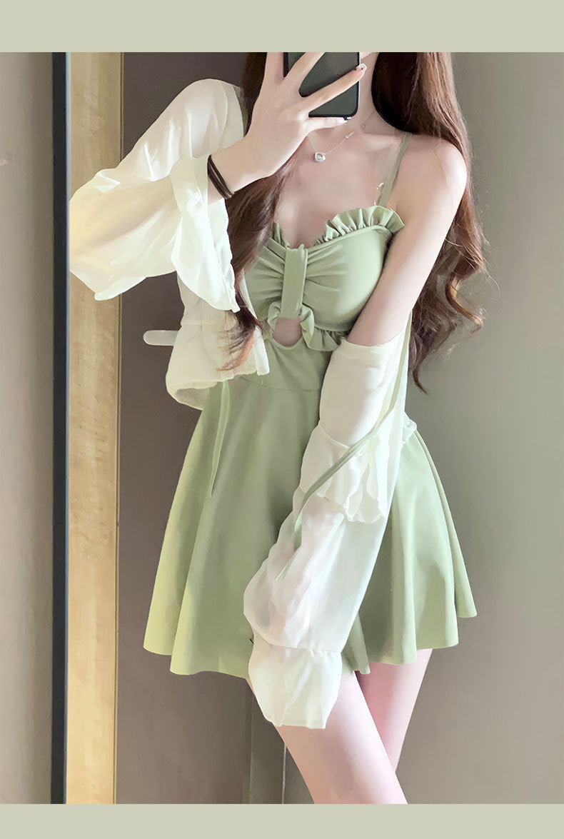 Swimsuit Women's 2025 New Summer Body-Slimming Conservative Skirt avocado green High-end Sexy Hot Spring Swimsuit